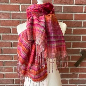 Wool Modal Oversized Multicolor Plaid Shawl70…
